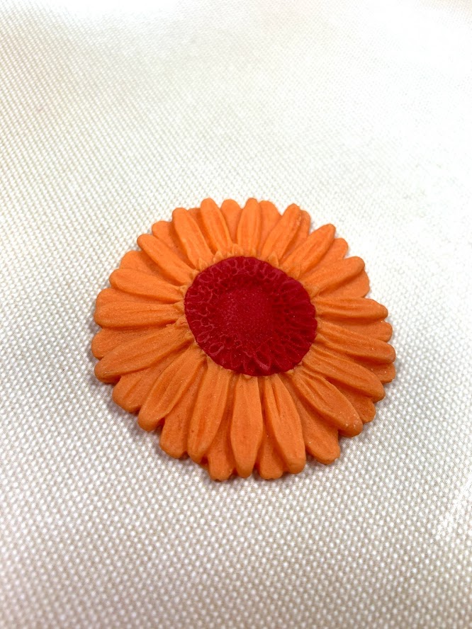 Сахарный цветочек "Ромашка" оранжевая 5см