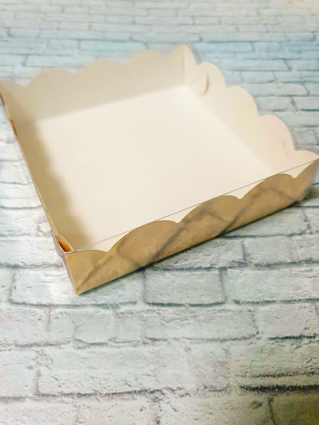 Коробка для пряников золотая с прозрачной крышкой 12*12*3