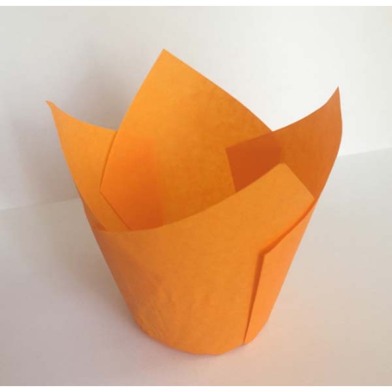 Бумажная форма "Тюльпан" для маффина, оранжевая - 50 шт