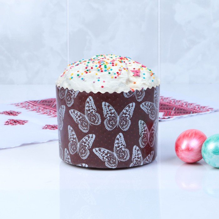 Форма бумажная для кекса, "Бабочки" 134 x 100 мм