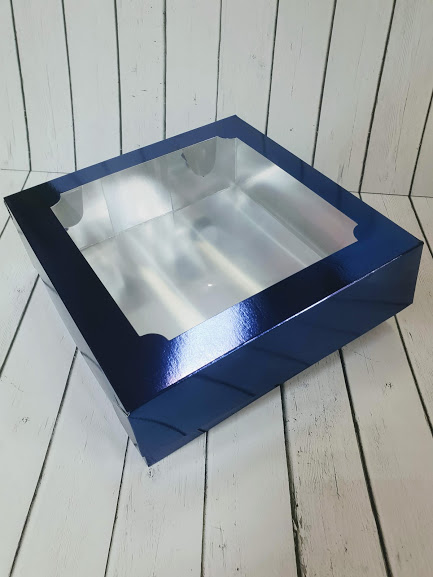 Коробка для Зефира синяя 20х20х7см