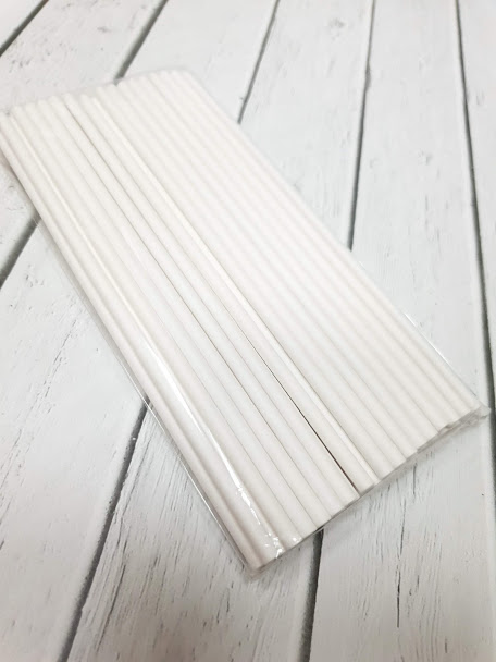 Бумажные палочки для кейк-попсов 15см *50 штук БЕЛЫЕ