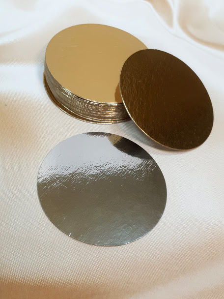 Подложка круглая 10 см 0,8мм золото/серебро