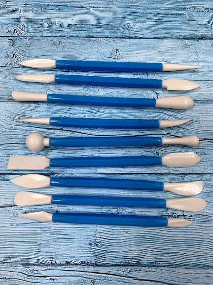 Набор инструментов для работы с мастикой 9 предметов синий