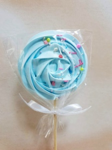 Безе на палочке Голубое с посыпкой 7см