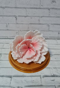 Сахарные цветы пион для сборки 1шт розово-белый