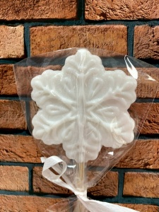 Леденец топпер "Снежинка"белая  6 см 