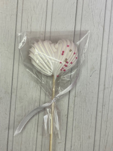 Безе на палочке Белое сердечко с посыпкой 3 см