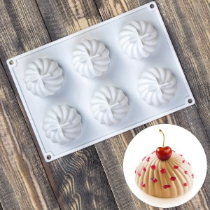 Форма для муссовых десертов и выпечки «Взбитые сливки», 6 ячеек, 28×19 см