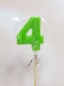 Леденец топпер цифра "4"Зеленый матовый 5 см