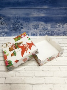 Коробка для печенья и пряников 200*200*35 мм (XMAS)