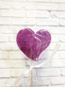 Леденец топпер сердце сиреневое 7см