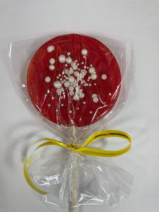 Леденец топпер с декором "Красный перламутр" 7см