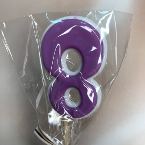 Леденец топпер 3D цифра "8" белый/сиреневый 6см