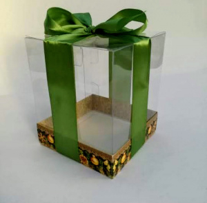 новогодняя коробка для пряничной елки и домика 14*14*17см