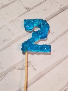 Мини топер Цифра "2" голубая 3,5см