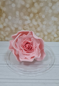 Сахарные цветы, роза большая 1 шт розовая