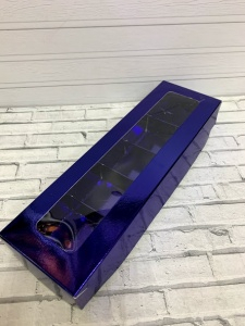 Коробка для конфет с окном 235*70*30 мм (5) (синяя)