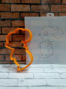 Трафарет+форма «Мышка с бантиком. Символ года»9см