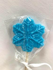 Леденец топпер "Снежинка"голубая матовая 6см