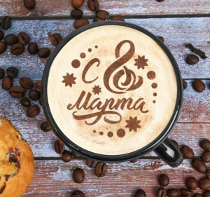 Трафарет для кофе «8 марта» 9.5 × 8.5 см