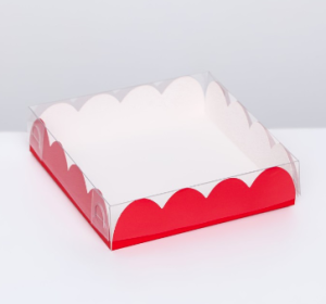 Коробочка для печенья, красная, 12 х 12 х 3 см