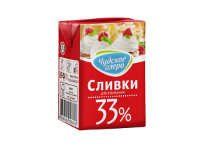 Молочные сливки “Чудское озеро” ультрапастеризованные жирные 33% 200мл.