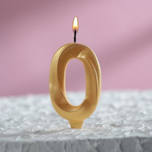 Свеча "Грань" цифра 0 золото