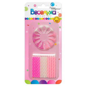 Свечи для торта Нежно-Розовый микс с держателями 6 см 24 шт