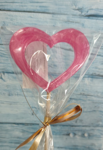 леденец сердечки розовые перламутровые 