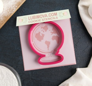 Форма для печенья и пряников "Глобус с трафаретом"9см