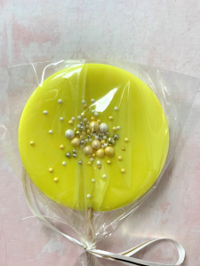 Леденец топпер с декором "желтый матовый" 7см