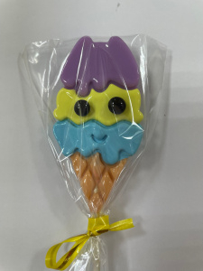 Леденец топпер "Мороженное цветное" бирюзово-желто-фиолетовое