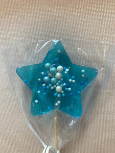 Леденец топпер "Звездочка"5см Голубая с декором