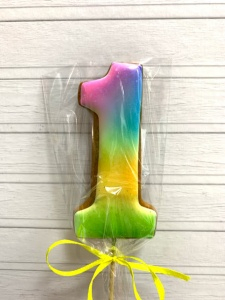 Пряничный топпер  "1" радужная