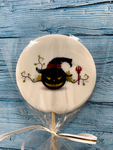 Леденец топпер с печатью "Хеллоуин" Тыква в шляпе