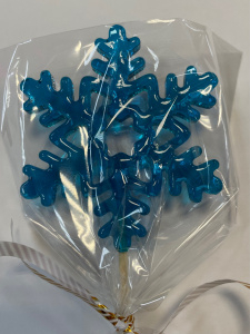 Леденец топпер "Снежинка" 7,5 см синяя прозрачная 