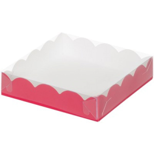 Коробка для пряников КРАСНАЯ с прозрачной крышкой 25*15*3,5