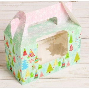 Коробочка для 2х капкейков "Елочки"