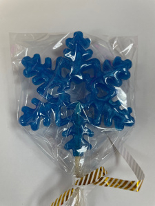 Леденец топпер "Снежинка" 7,5 см синяя перламутровая