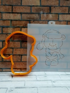 Трафарет+форма «Новогодний мишка тедди»9см