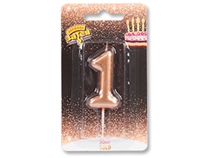 Свеча для торта "1"розовое золото 4.5 см