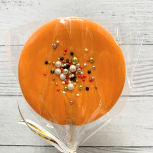 Леденец топпер с декором "оранжевый матовый" 7см