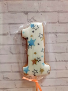 Пряничный топпер  "1" белые звездочки