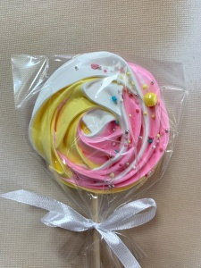 Безе на палочке Желто-розово-белое - 8 см