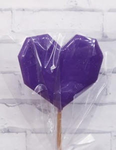 Леденец топпер "алмазное сердце" сиреневое матовое 5см