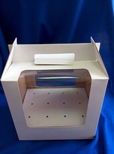 Коробка для кейк попсов с окном белая на16 шт 180х180х200 мм