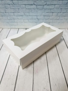 Коробка для Десерта Белая 21*10*5,5см узорная