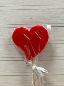 Леденец топпер "Сердце" красное матовое 3см