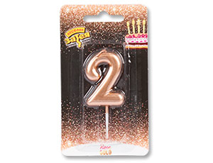 Свеча для торта "2"розовое золото 4.5 см